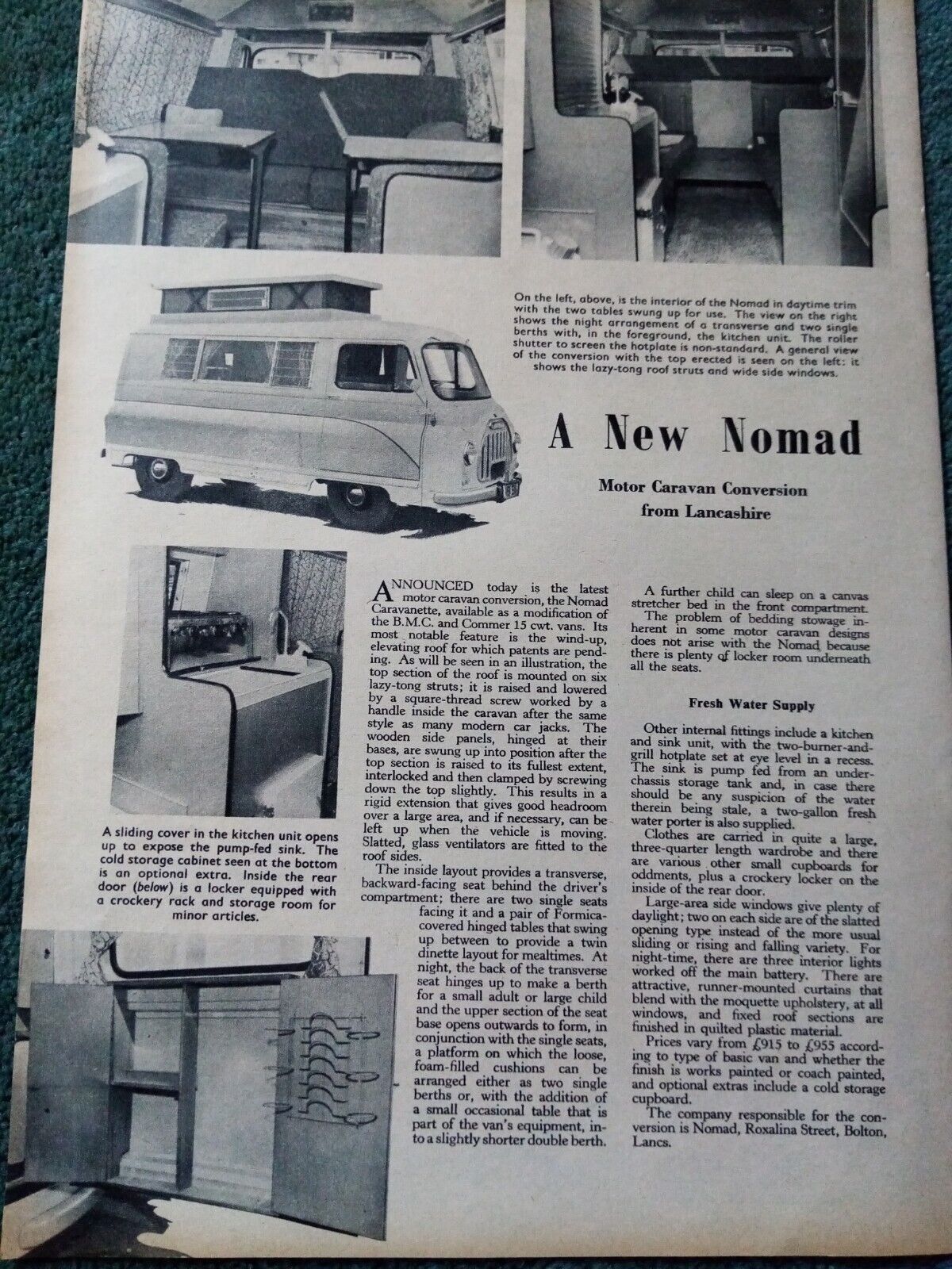 El23 Ephemera 1961 article nomad caravanette camper van 