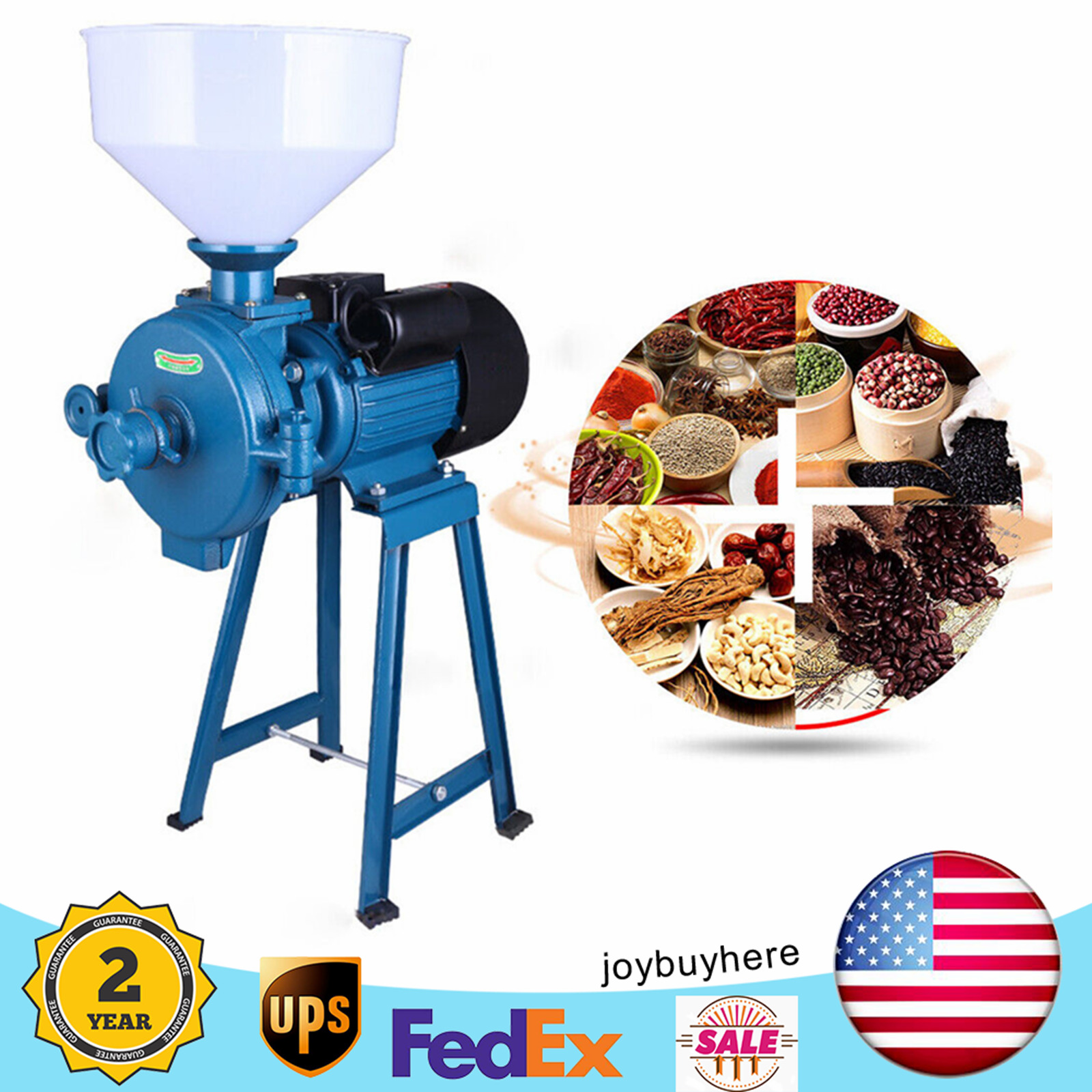 Dry Electric Grinder Feed Flour Mill Grinder For Grain Corn Wheat Oat 1500W 110V
