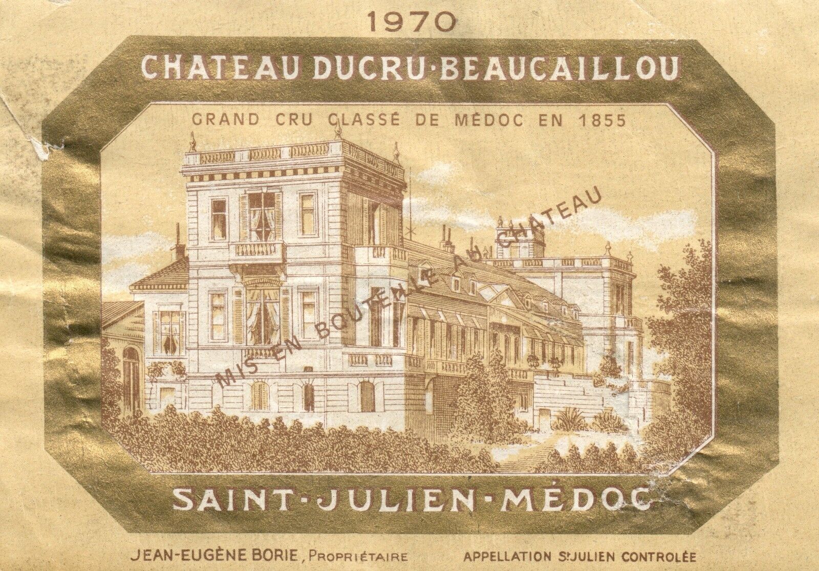 1970\'s-80\'s Chateau Ducru Beaucaillou French Wine Label Vintage Original A456