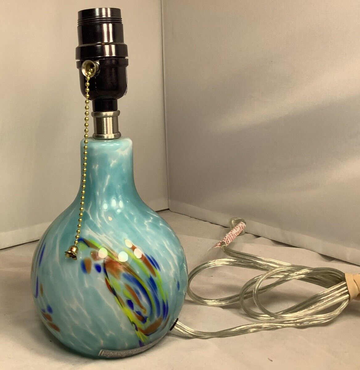 Lite Source Hand Blown Glass Aqua Table Lamp