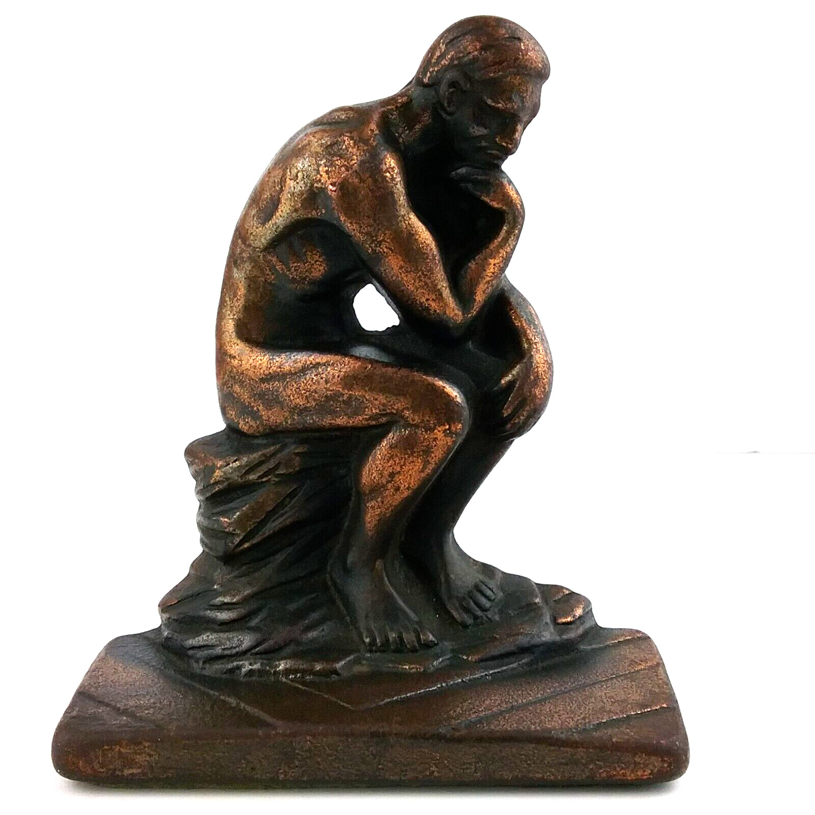 Rodin’s The Thinker Sculpture Bronzed Cast Iron Vintage 1928 Bookend