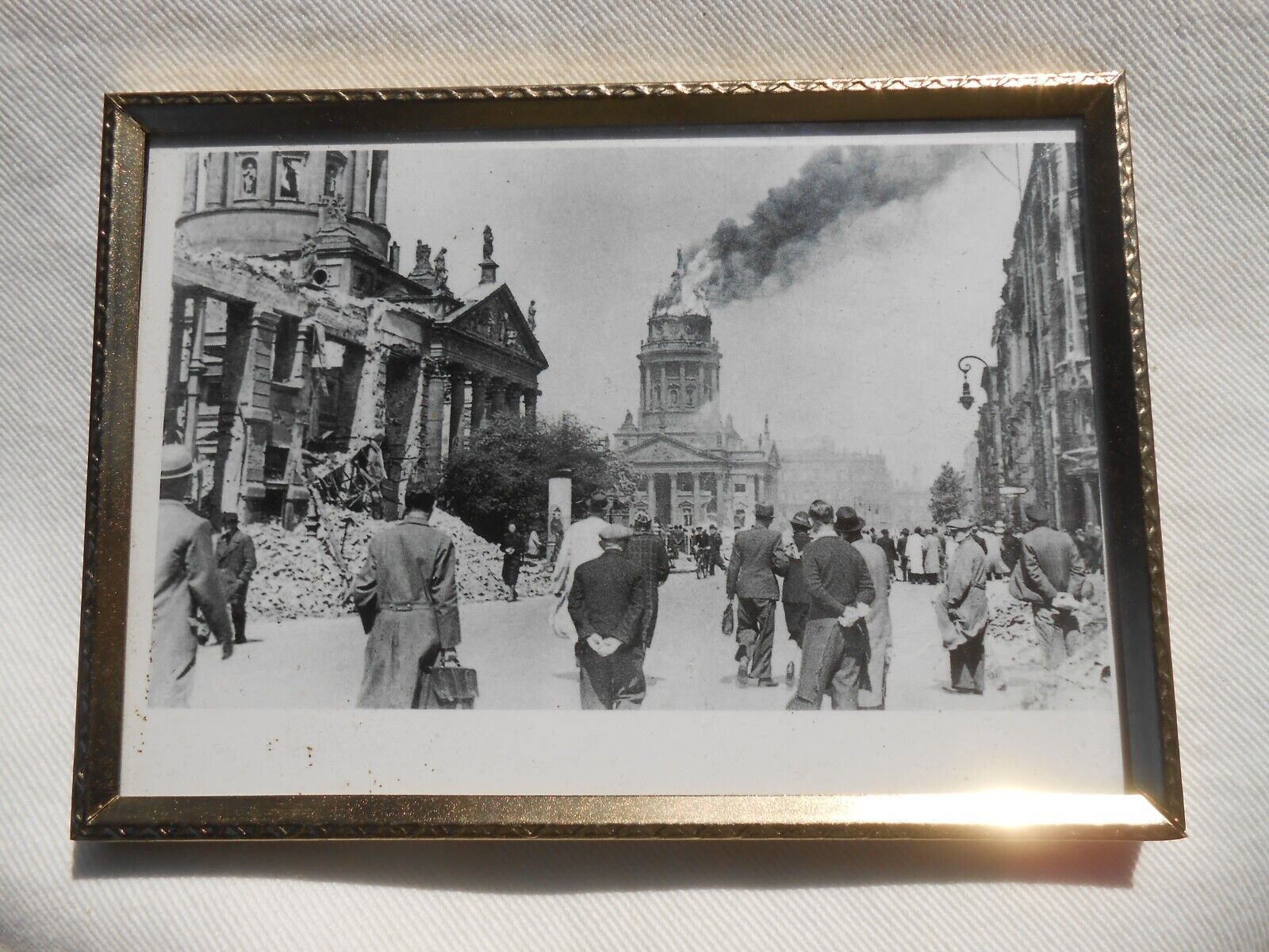 Vintage WWII Firebomb Burning Berlin French Cathedral Gendarmenmarkt Square 1944