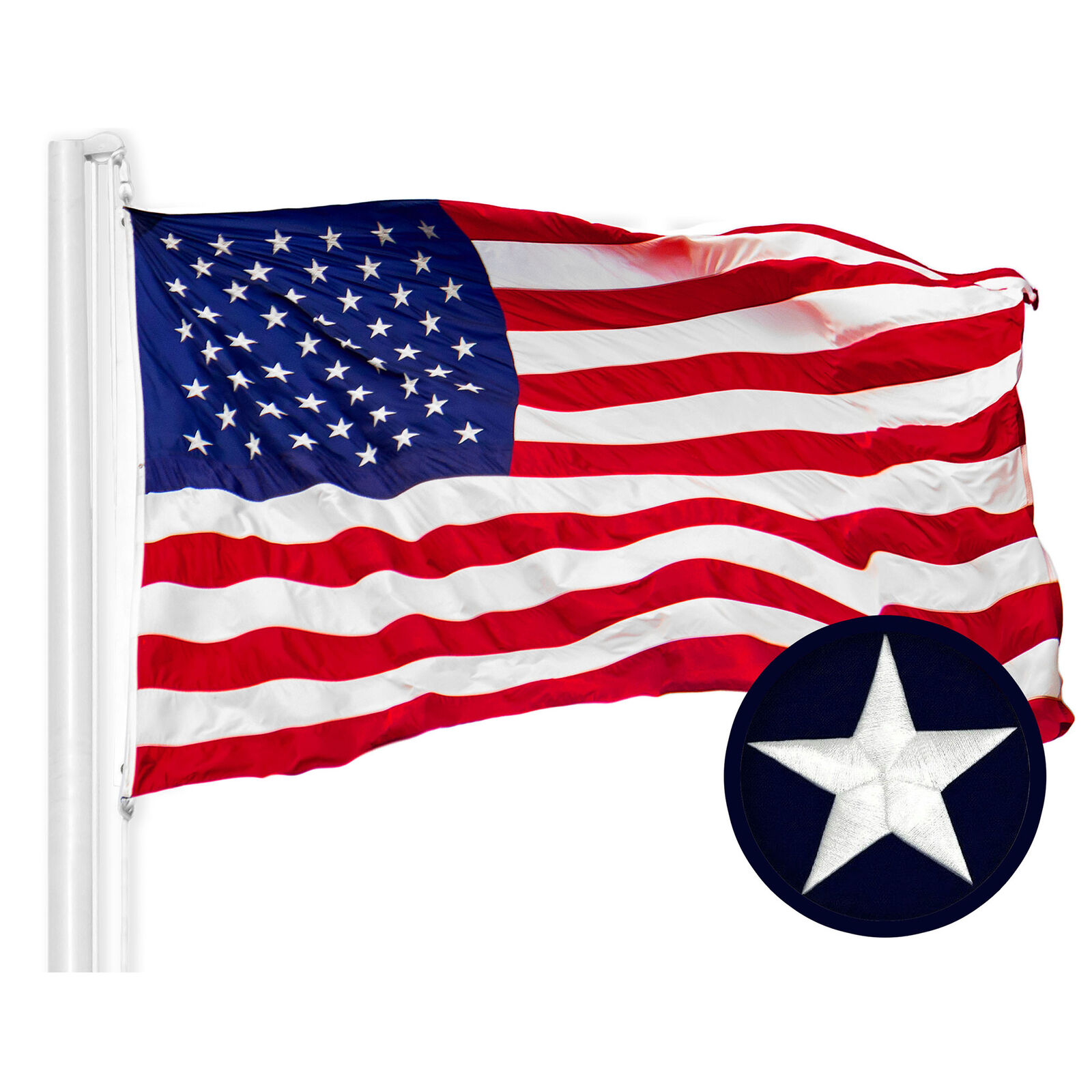 G128 – American Flag US USA | 6x10 ft | Commercial-Grade NYLON Embroidered Stars