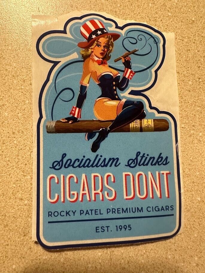 Rocky Patel STICKER . socialism stinks, cigars don't. 