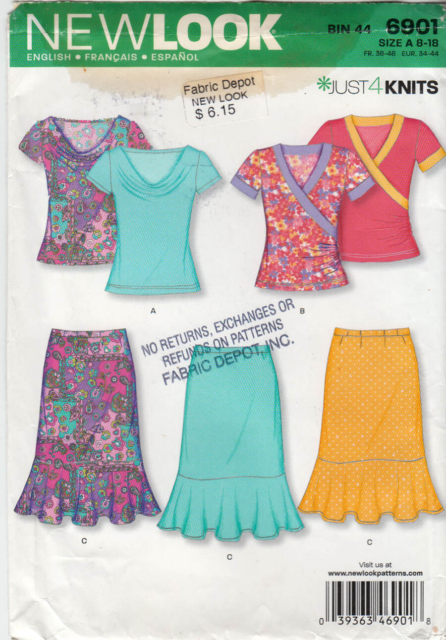 Sewing Pattern New Look Just 4 Knits 6901  - Tops & Skirts