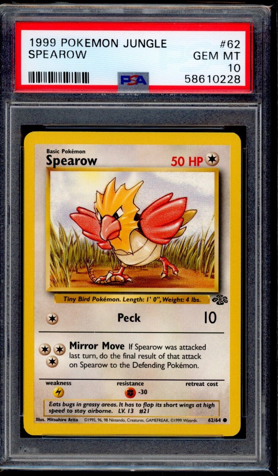 PSA 10 Spearow 1999 Pokemon Card 62/64 Jungle