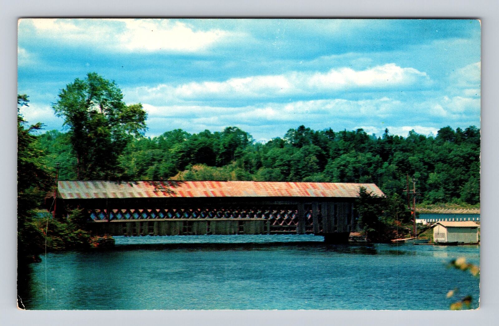 VT-Vermont, Covered Bridges, Ompompanoosuc River, Antique, Vintage Postcard