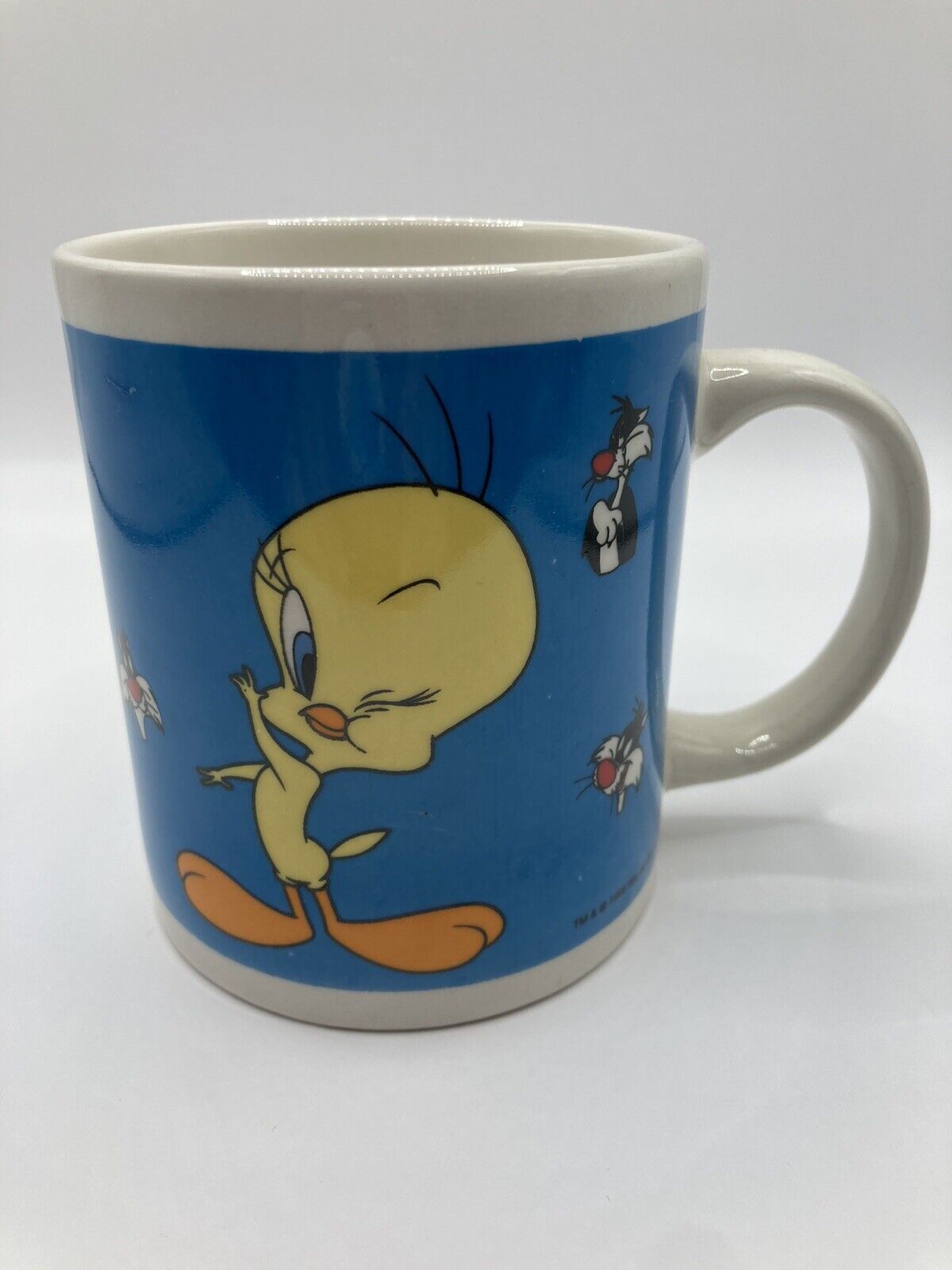 Vintage 1999 Warner Bros Looney Tunes Ceramic Tweety & Sylvester Coffee Cup Mug