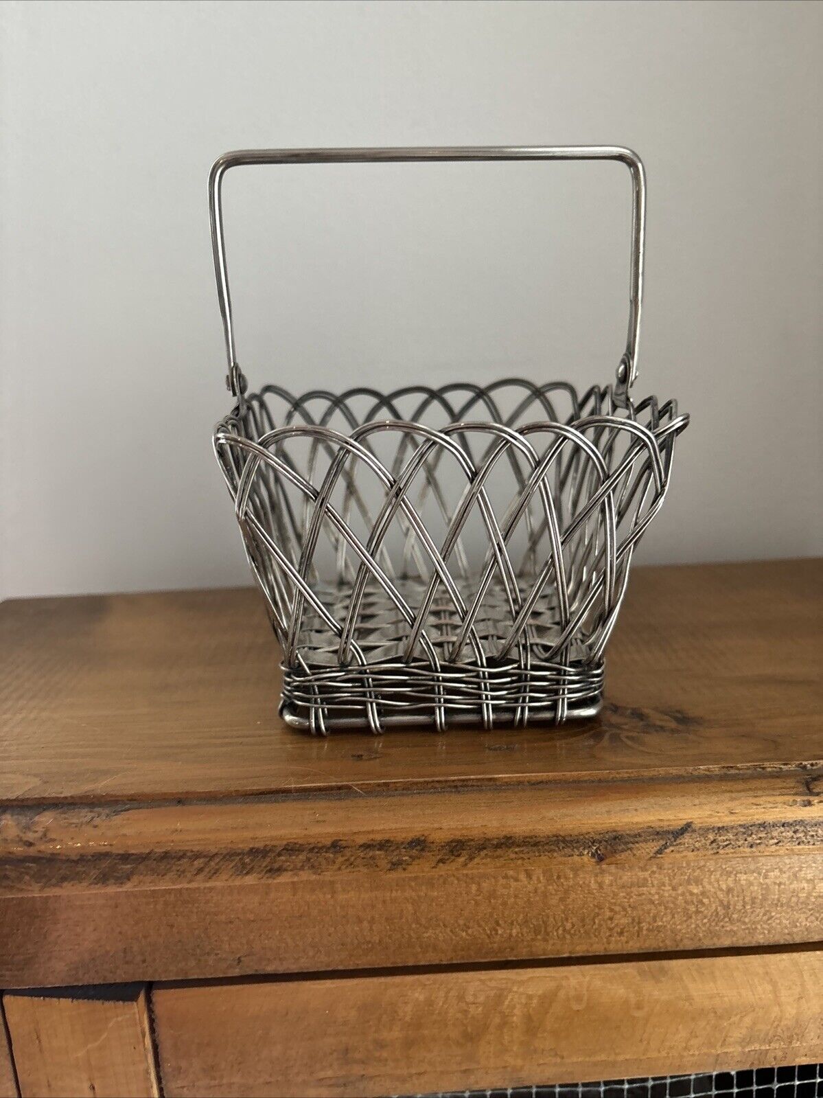 Vintage Twisted Wire Brass Woven Small Basket Candy