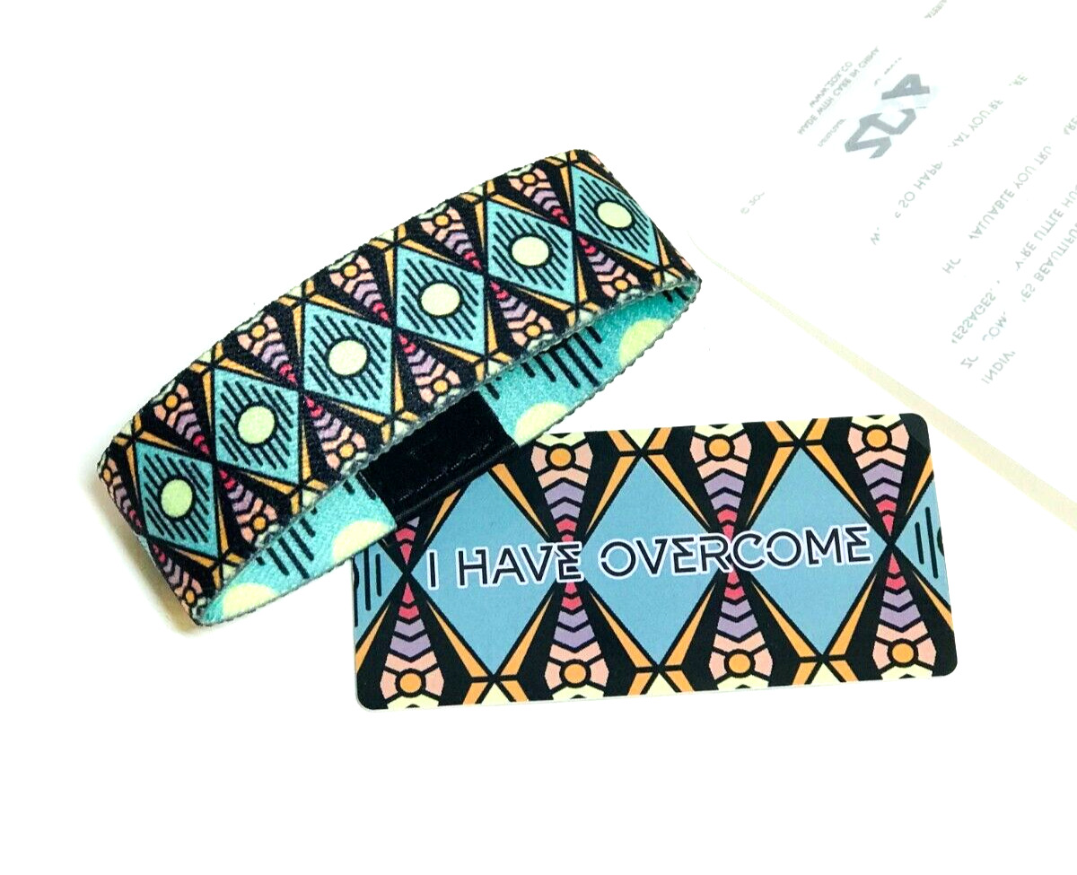 ZOX **I HAVE OVERCOME** Silver Strap large Wristband w/Card