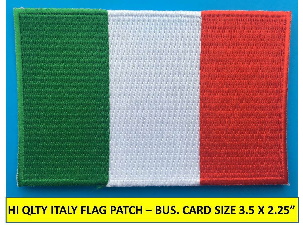 ITALY ITALIAN FLAG PATCH IRON-ON SEW-ON EMBROIDERED APPLIQUE(3½ x 2¼”)- HI QLTY