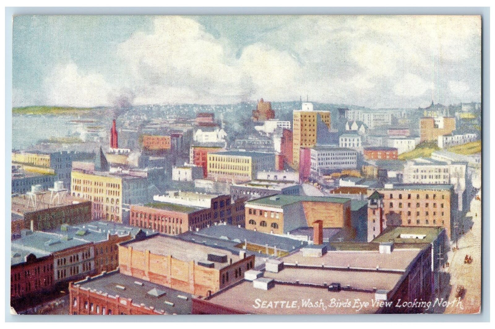 Seattle Washington Postcard Bird's Eye View Of Looking North c1920s Tuck Oilette