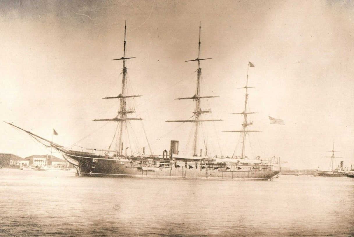 USS Richmond Steam Sloop Battleship 1860 United States Navy 8x10 c.1890s