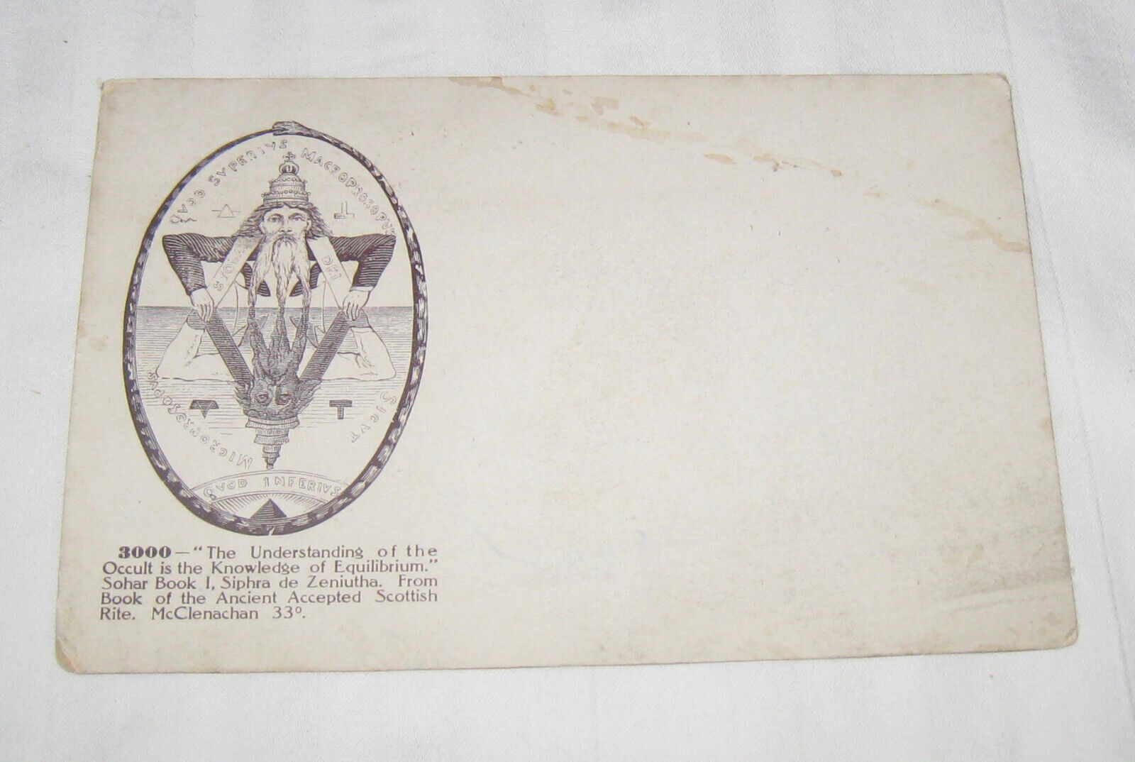 RARE VINTAGE 1901-07 OCCULT POSTCARD IMAGE OF MAGUS from “SOHAR BOOK I, SIPHRA d