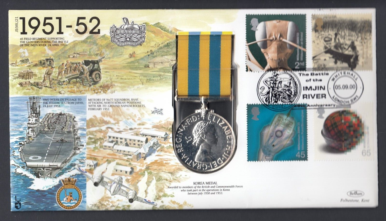 REPLICA QEII Korea Medal GB 2000 Stamp Cover Korean War 1951-1952 Korean Battle