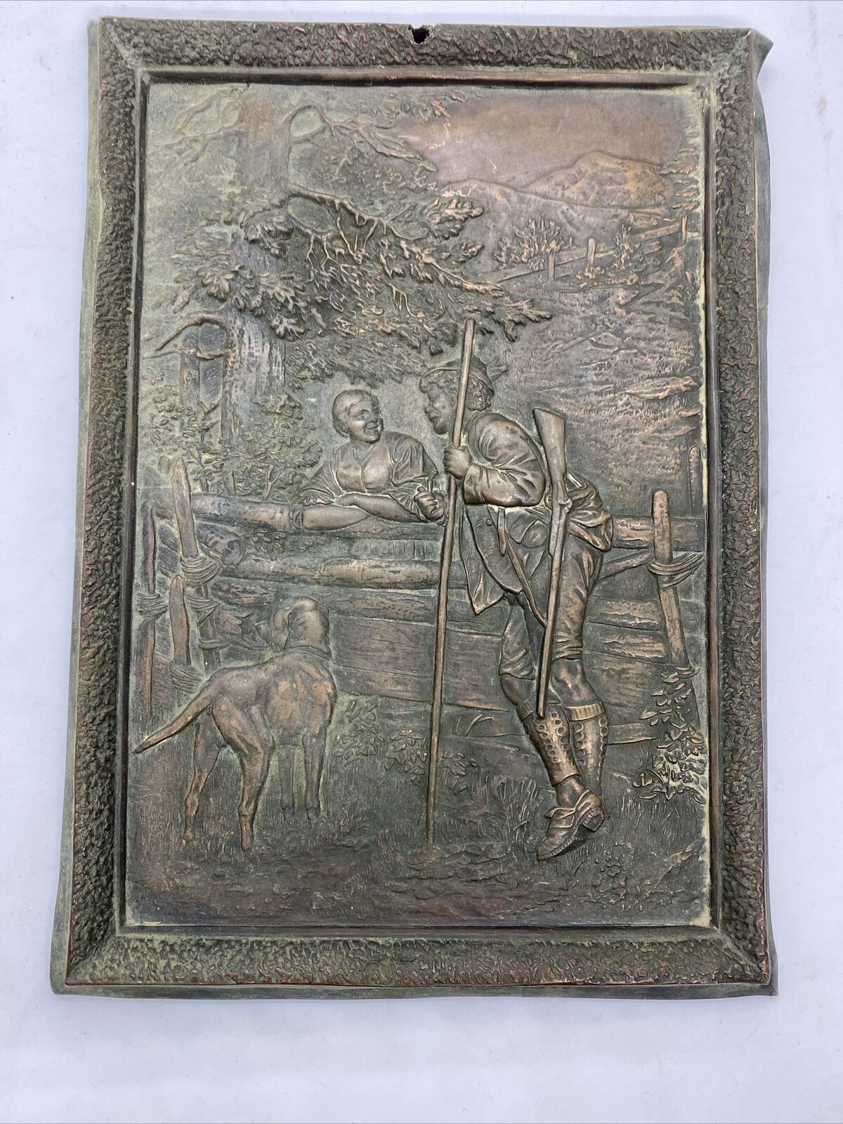 Antique Bronze Relief or Plaque Art Nouveau Late 19th Century 9.5”x7”