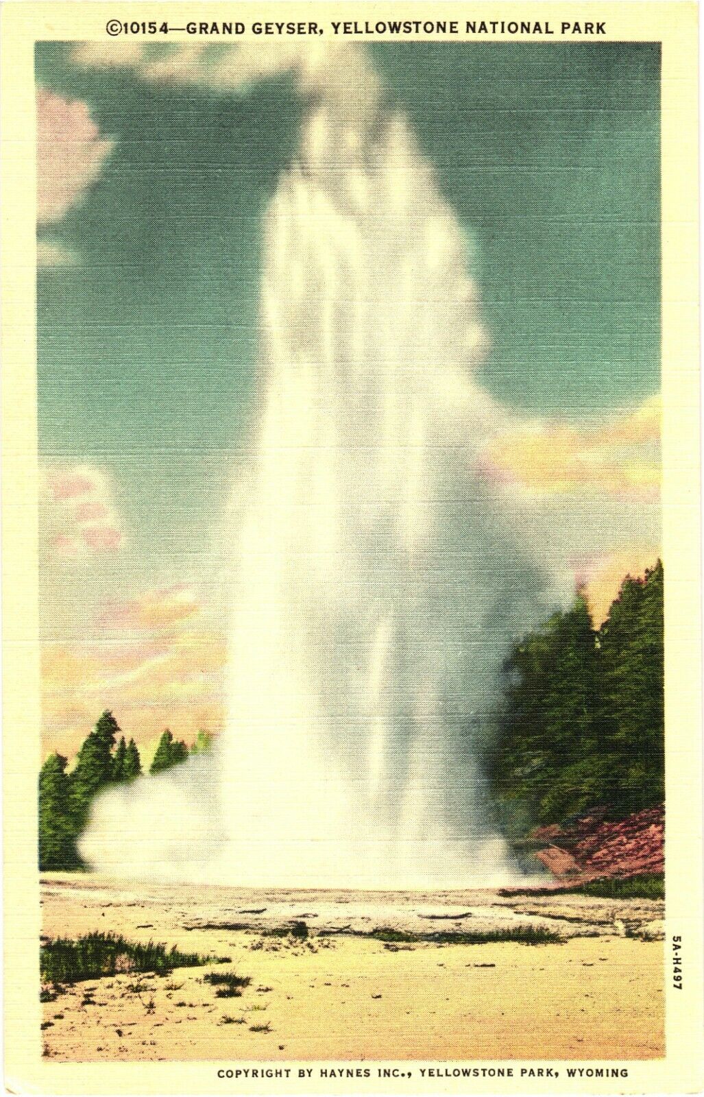 View of Erupting Grand Geyser, Upper Basin, Yellowstone National Park Postcard