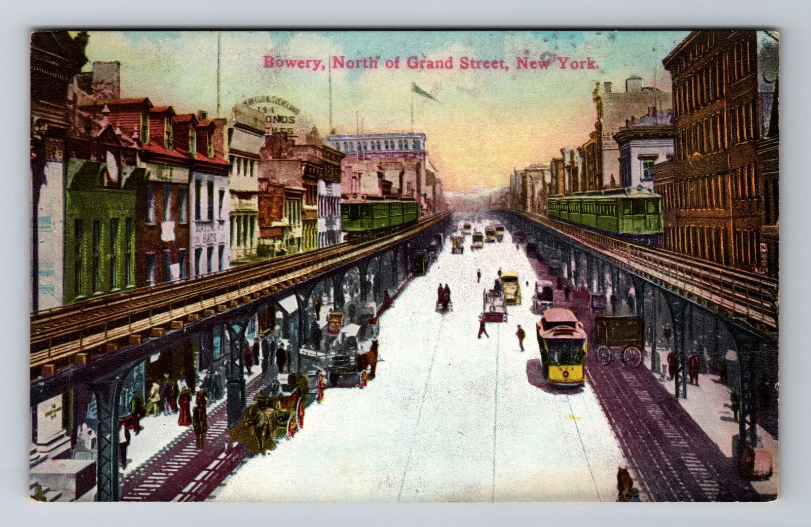 New York City NY, the Bowery, Lower Manhattan, Antique Vintage Souvenir Postcard