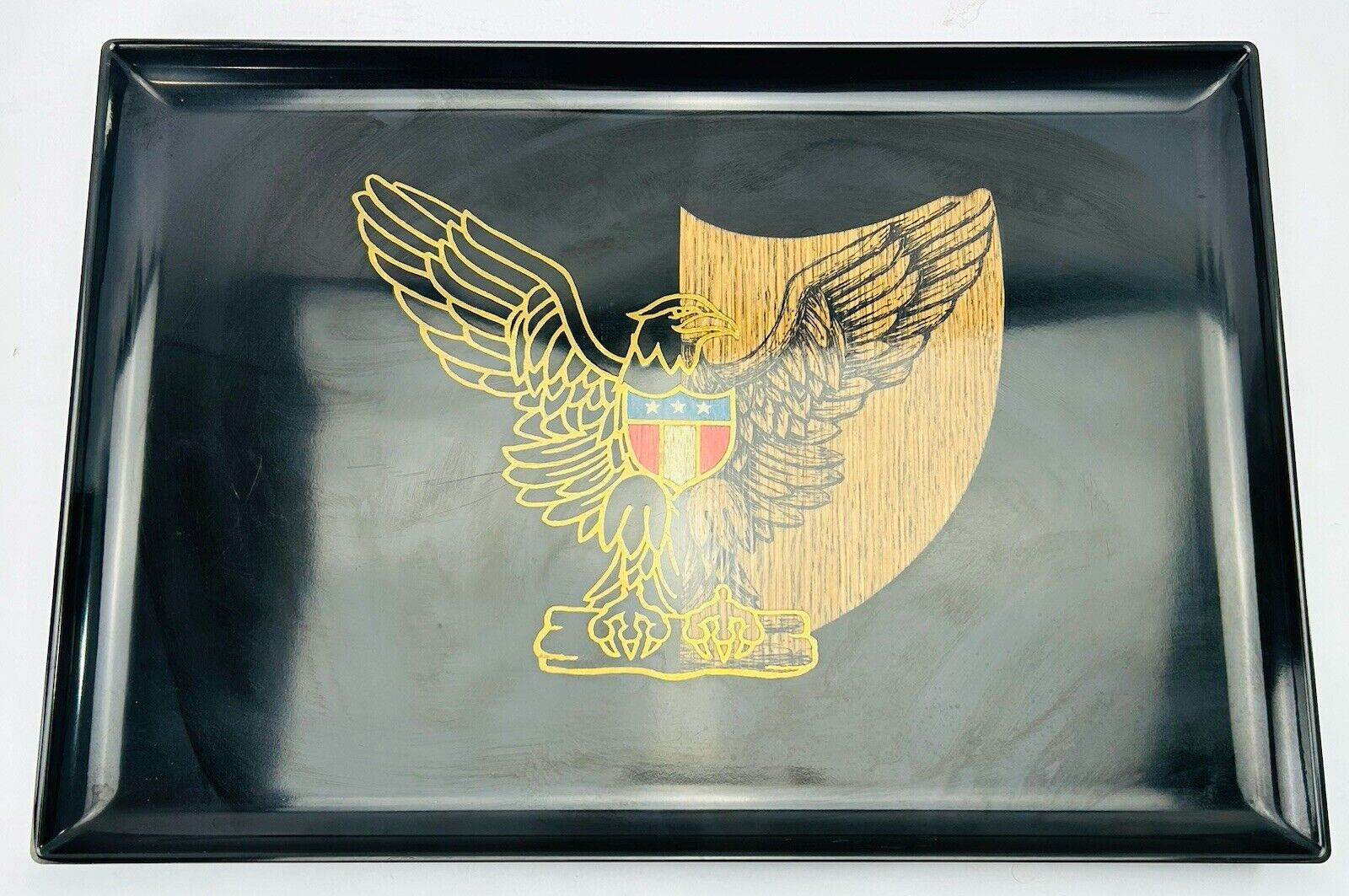 Vintage Couroc Serving Tray Patriotic Eagle And Shield Slavick Jewelers