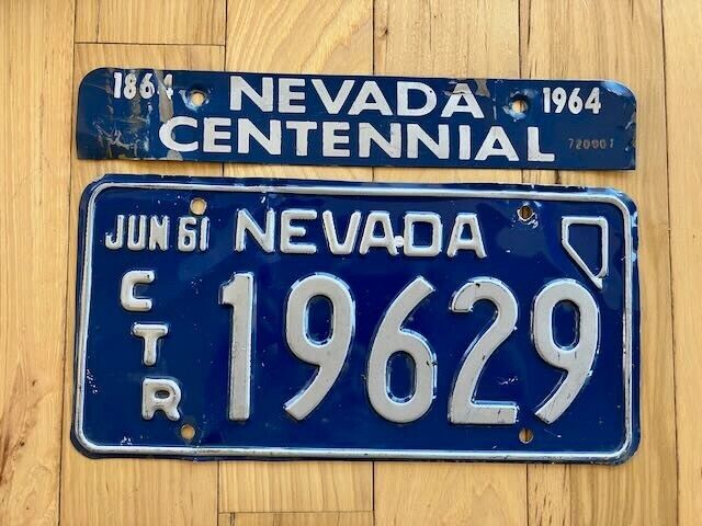 1961 Nevada License Plate plus 1964 Nevada Centennial Booster Plate
