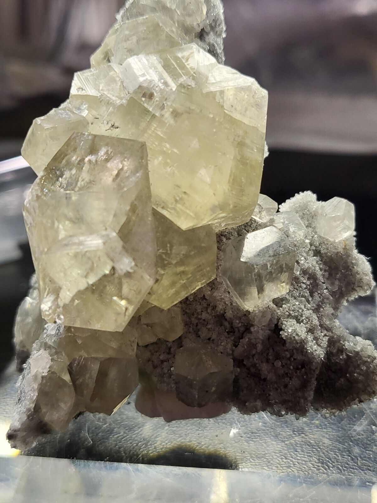 Sphalerite with Calcite Cluster  Uv Reactive 