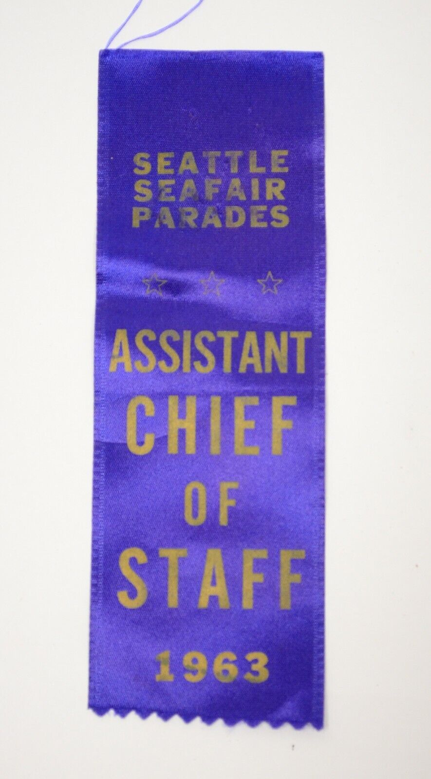 1963 Seattle Seafair Parade Parades Official Assistant Chief of Staff Ribbon Vtg