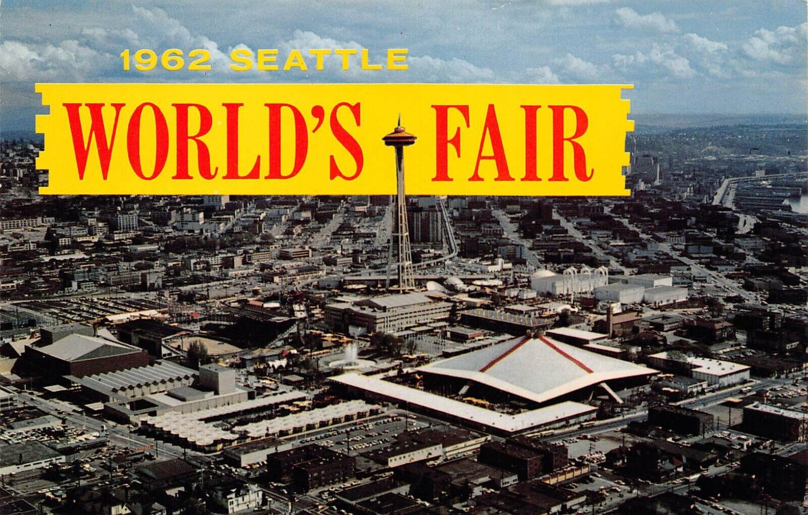 Seattle WA Washington Downtown 1960s Alweg Monorail Space Needle Vtg Postcard O7