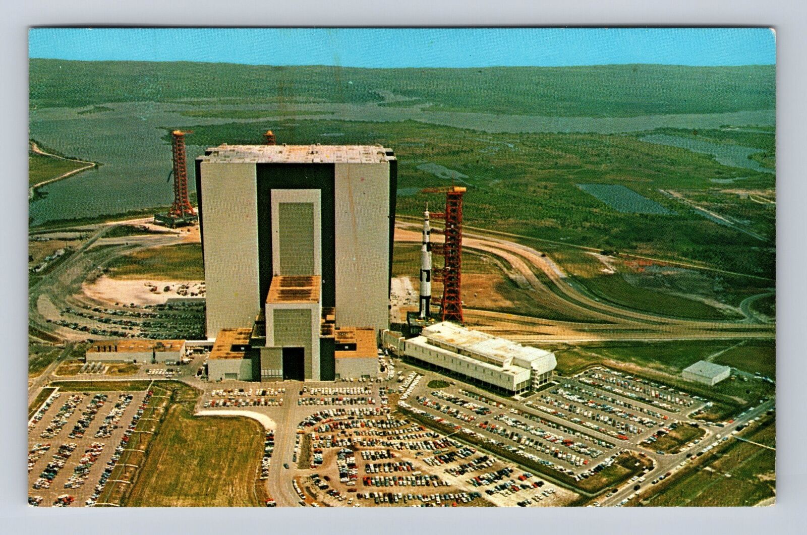 John F Kennedy Space Center FL-Florida, Apollo Saturn Vintage c1967 Postcard