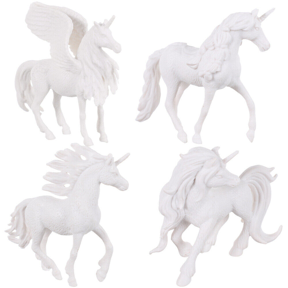 4pcs kids Unicorn drawing toy White DIY Painting Toys Paintable Figurines