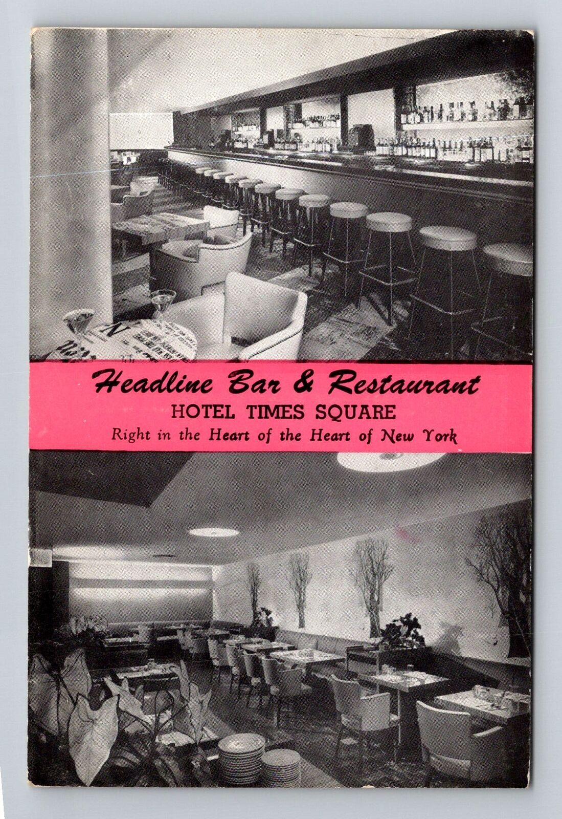 New York City NY, Headline Bar and Restaurant, Advertising, Vintage Postcard