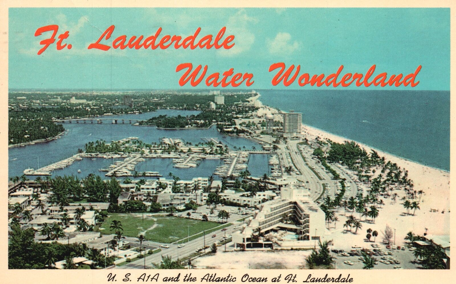 Vintage Postcard 1966 U. S. A1A & Atlantic Ocean Spot Fort Lauderdale Florida FL