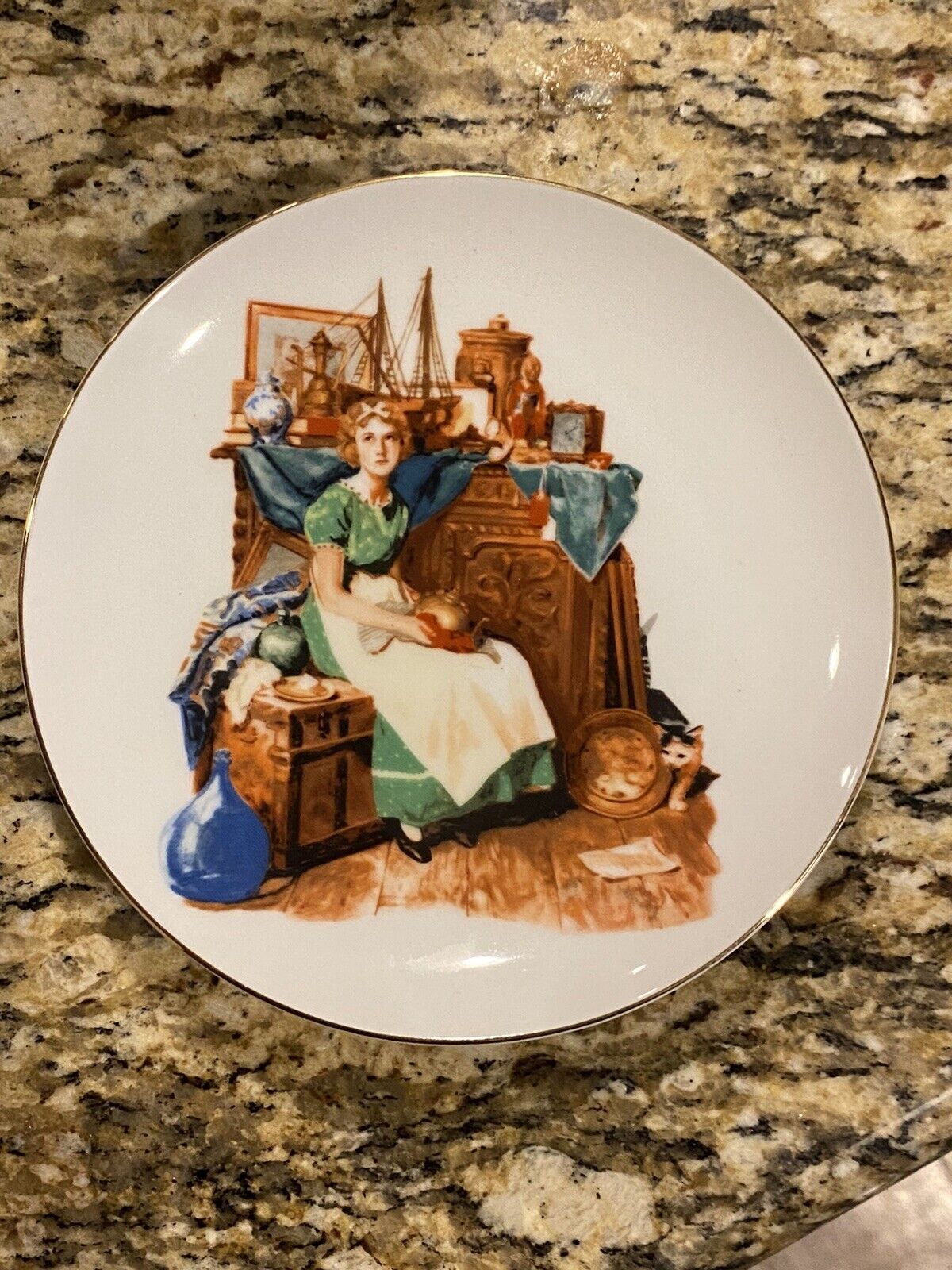 Norman Rockwell Plate Dreams In The Antique Shop 1986 Museum Collection 6.5”
