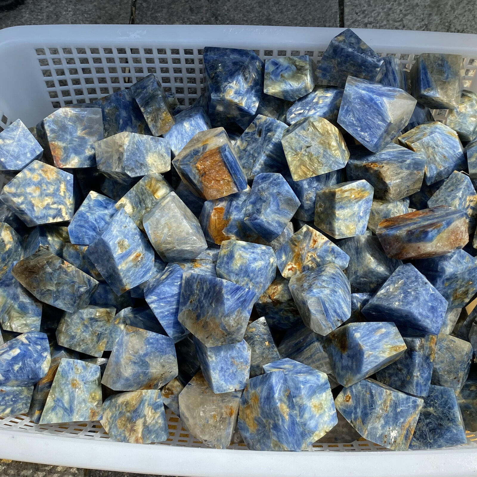 2.2LB Natural Blue KYANITE Quartz Crystal free shape Palm Play healing mineral