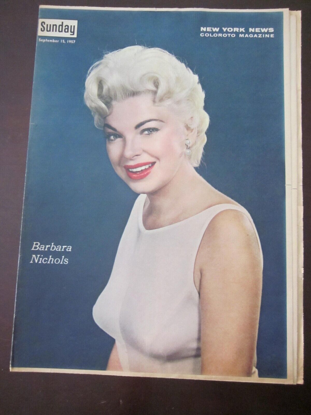 Original Sept 15, 1957 NY Daily Sunday News  Barbara Nichols, WPIX