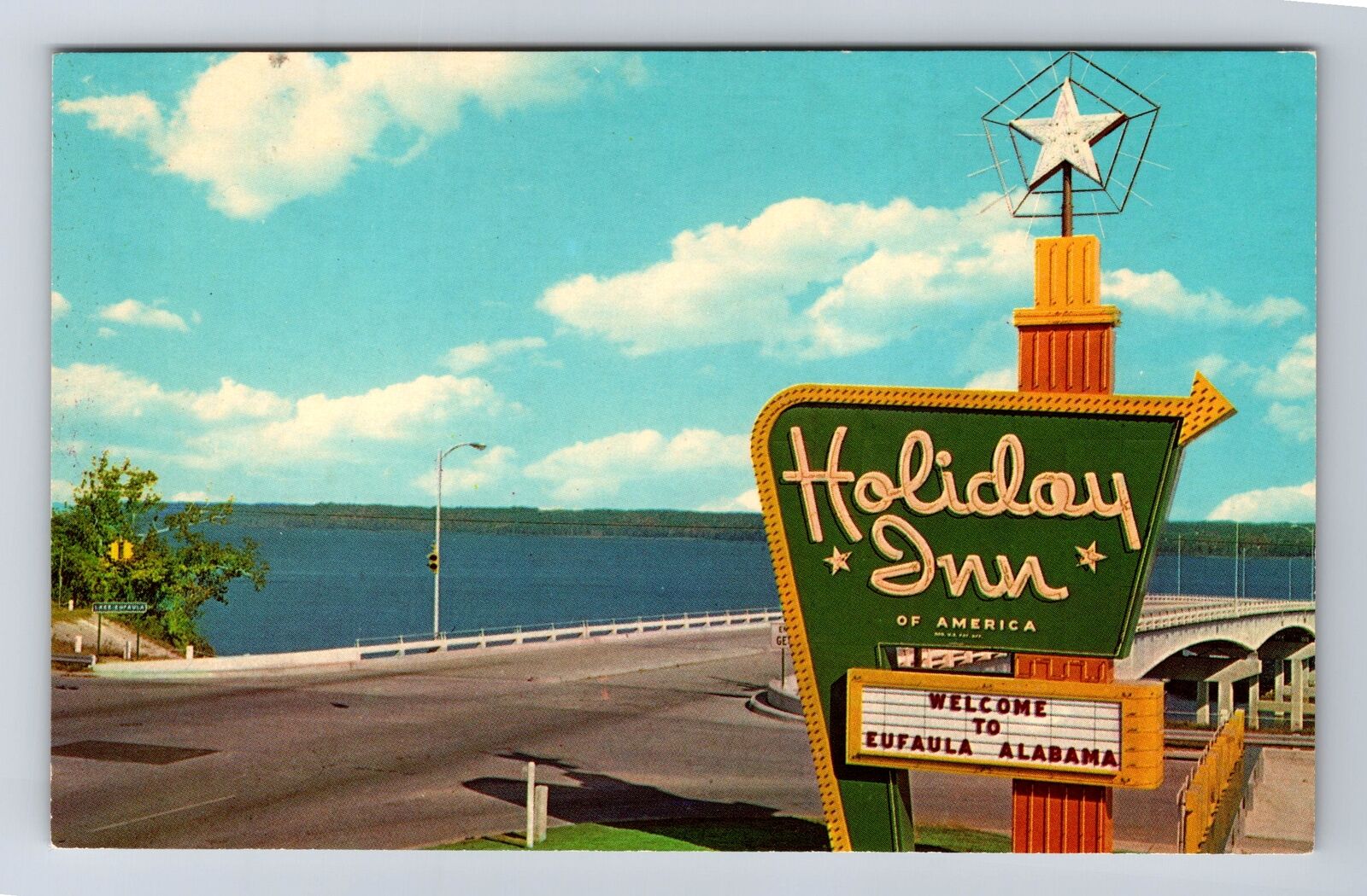 Eufaula AL- Alabama, Sign, Holiday Inn, Advertisement, Antique, Vintage Postcard