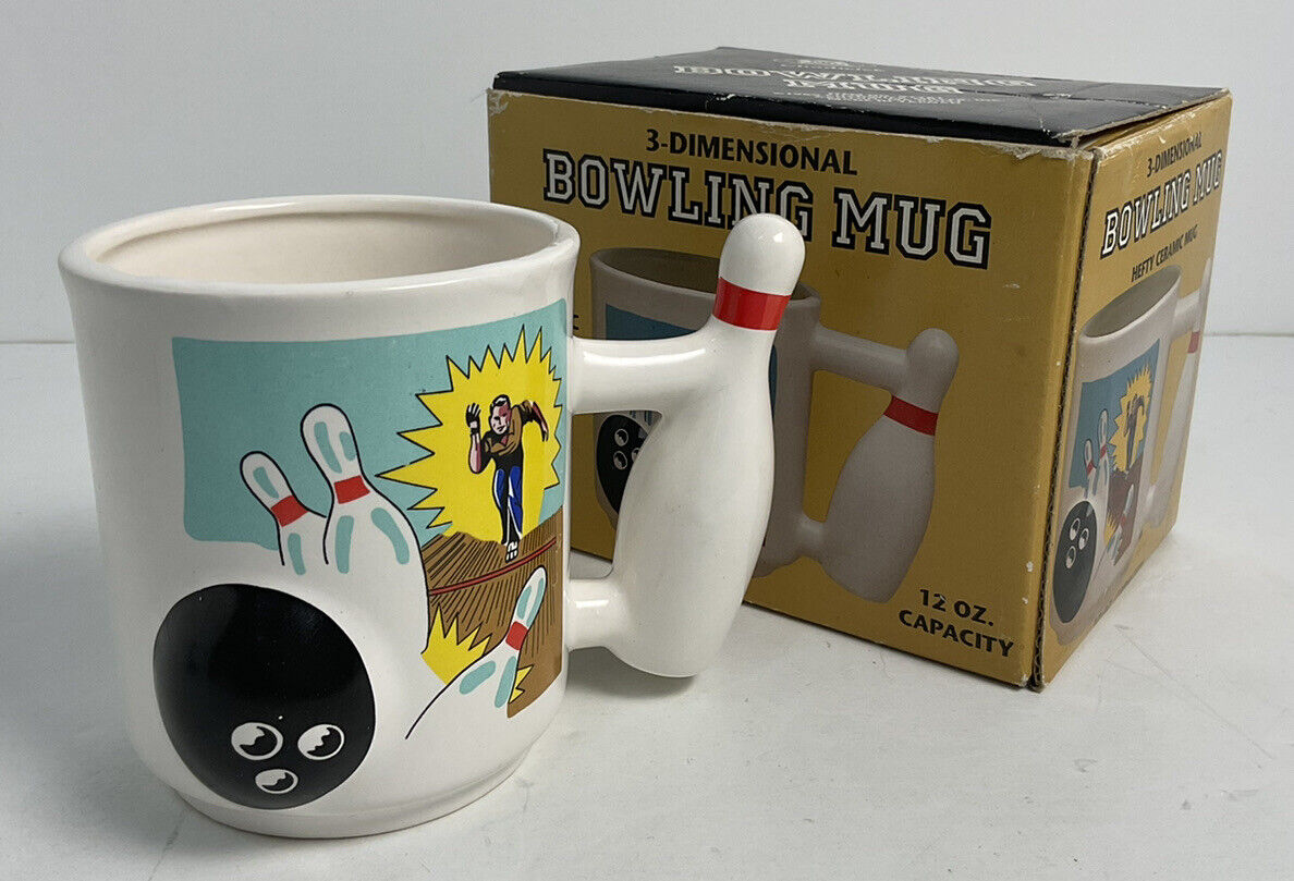 Vintage 3-D Bowling Mug 12oz Ceramic Coffee Tea w/ Original Box 1989 Chadwick
