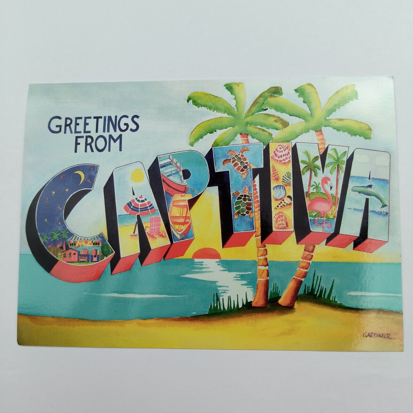 Florida FL Captiva Islands Tropical Palms Postcard Greetings From Unposted 5X7