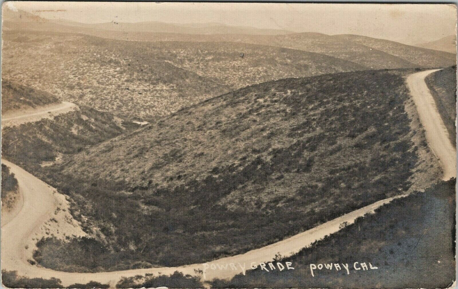 c1910 Poway Grade Poway California Real Photo Sepia Postcard