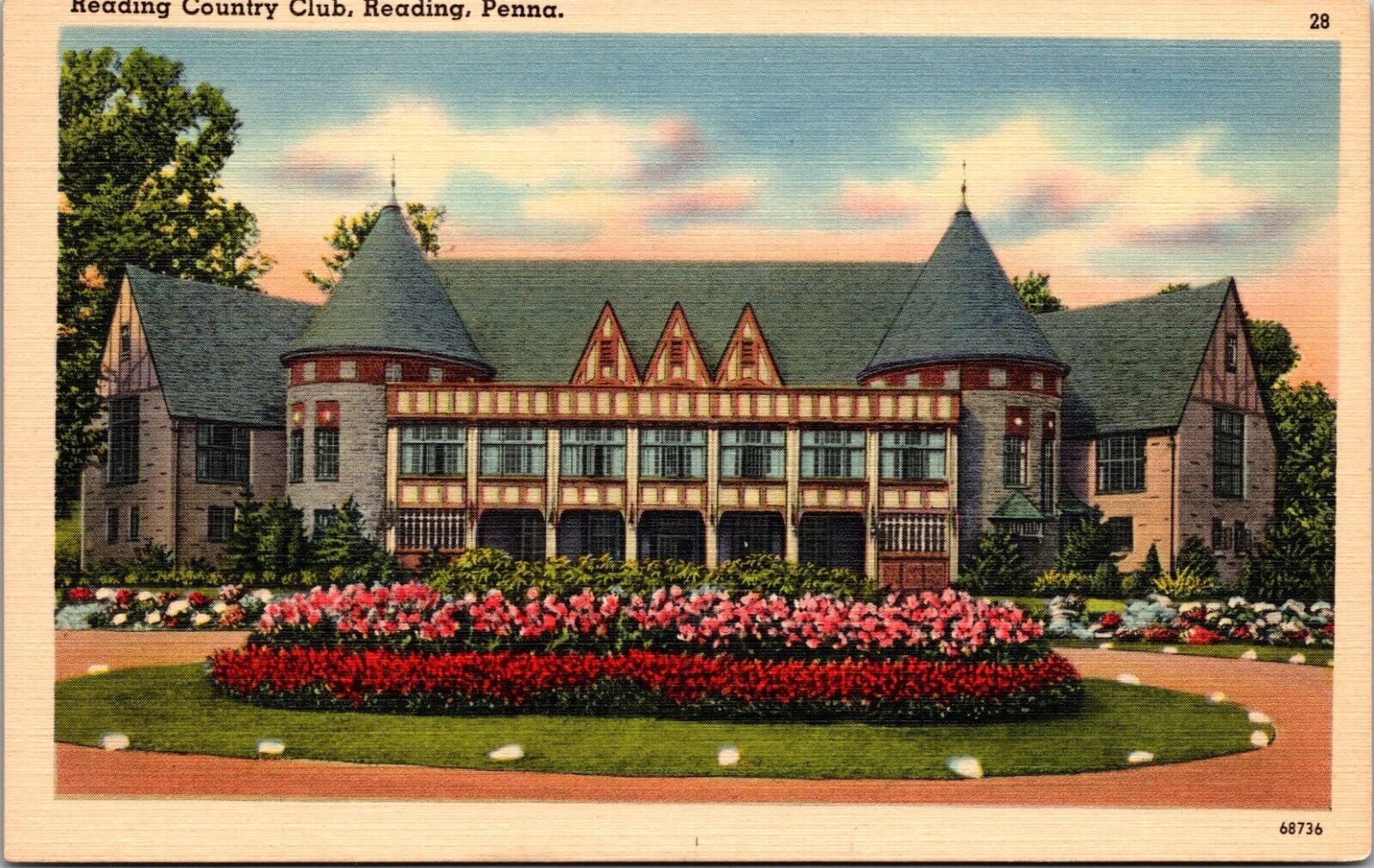 post card READING COUNTRY CLUB PA  Vintage
