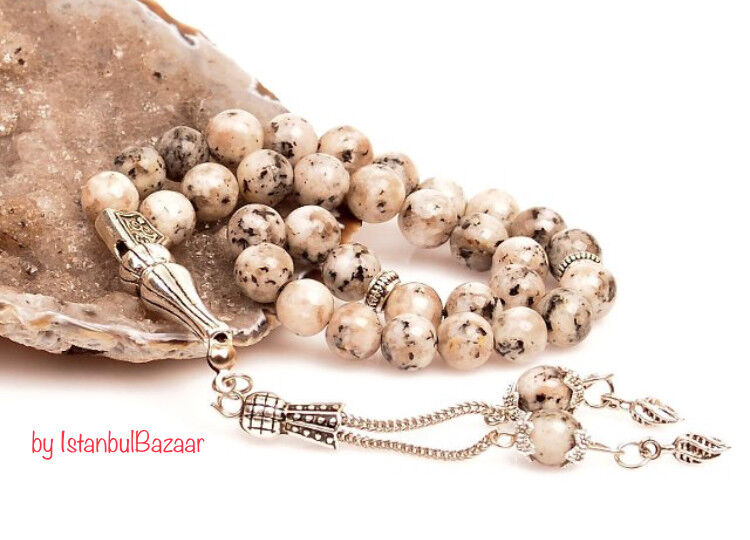 REAL Jade Stone Islamic Prayer 33 beads Tasbih Misbaha Rosary Tasbeeh 8mm