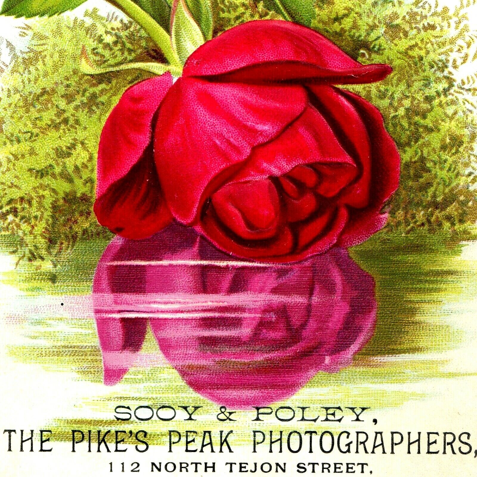 c1880s Colorado Springs CO Pike's Peak Photographers Trade Card Embossed C40