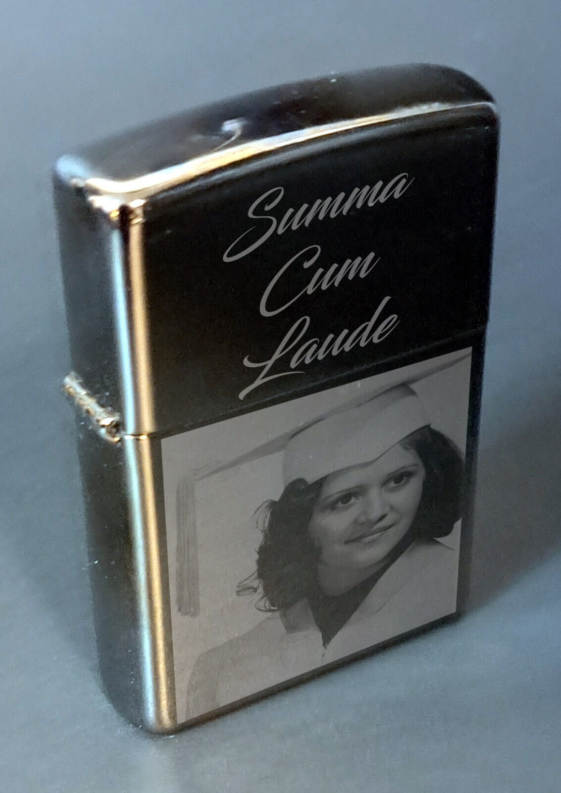 Custom Engraved Black Ice Zippo - 150 - Personalized with Photo and Text - New