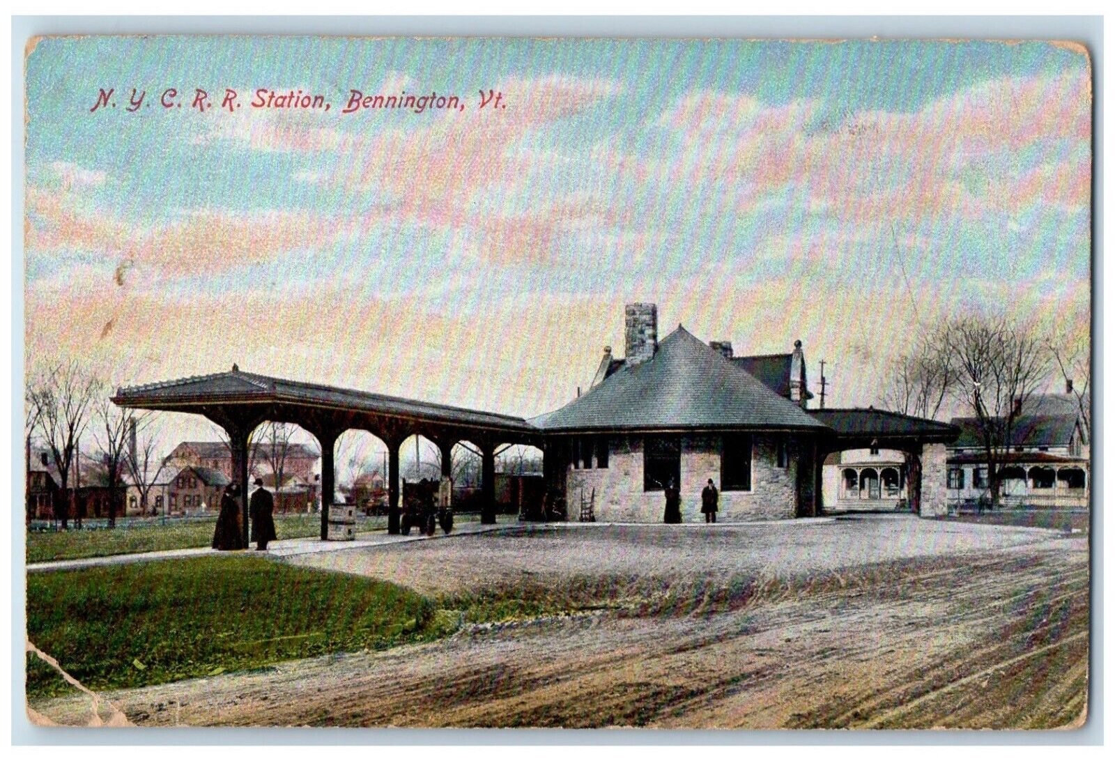 c1910\'s N. Y. C. R. R. Station Depot Bennington Vermont VT Antique Postcard