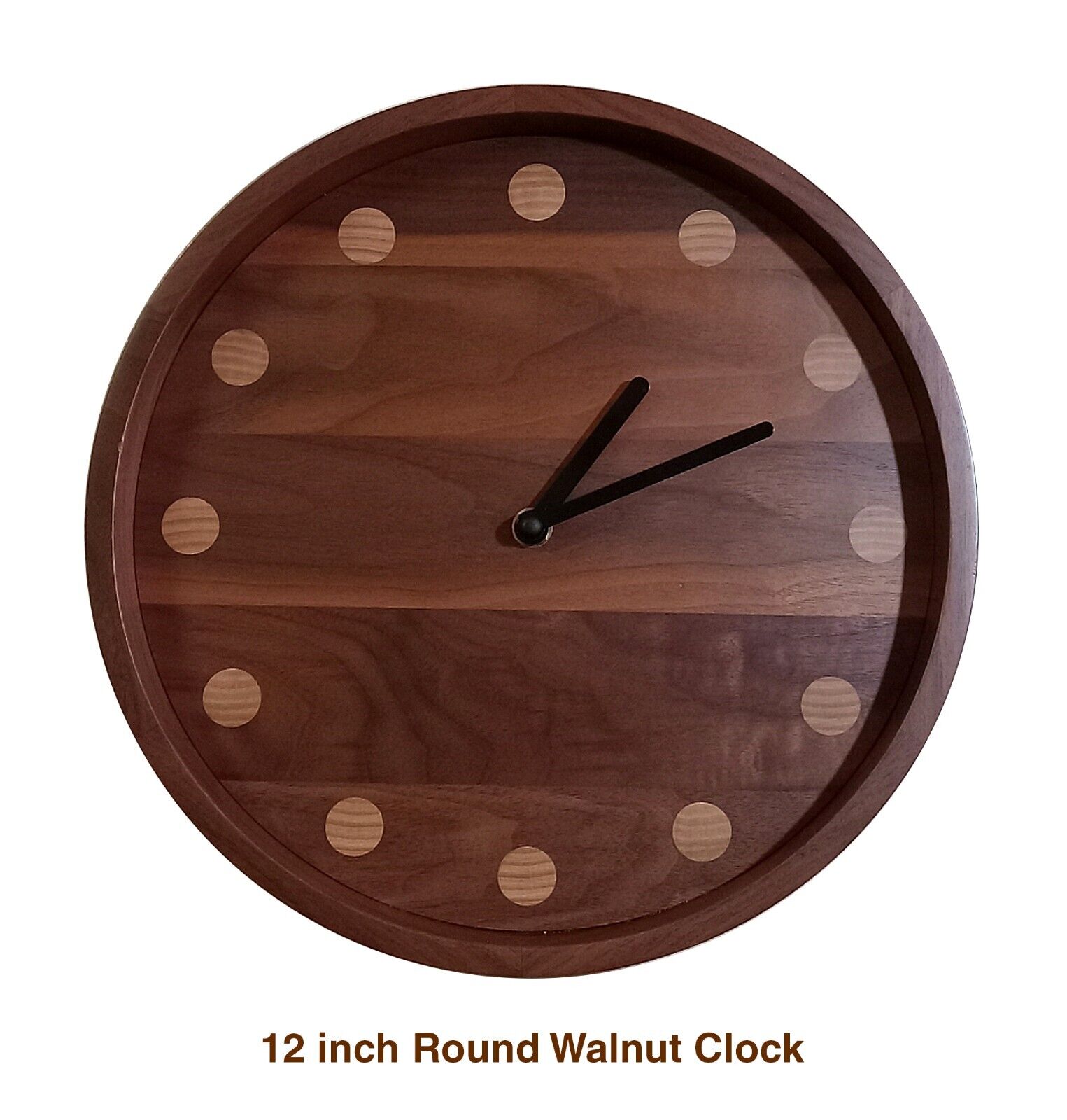 Round Mid Century Walnut Clock US Made