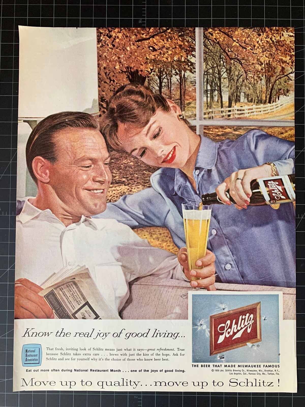 Vintage 1959 Schlitz Beer Print Ad