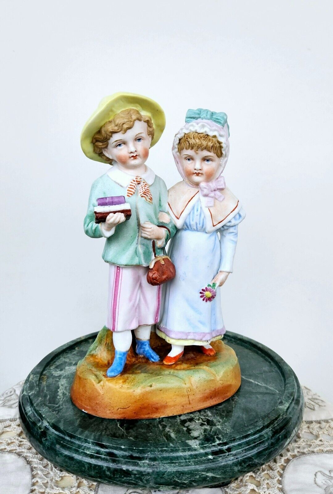 Antique porcelain figurine Children Gebrüder Heubach Germany 19th c. Bisque