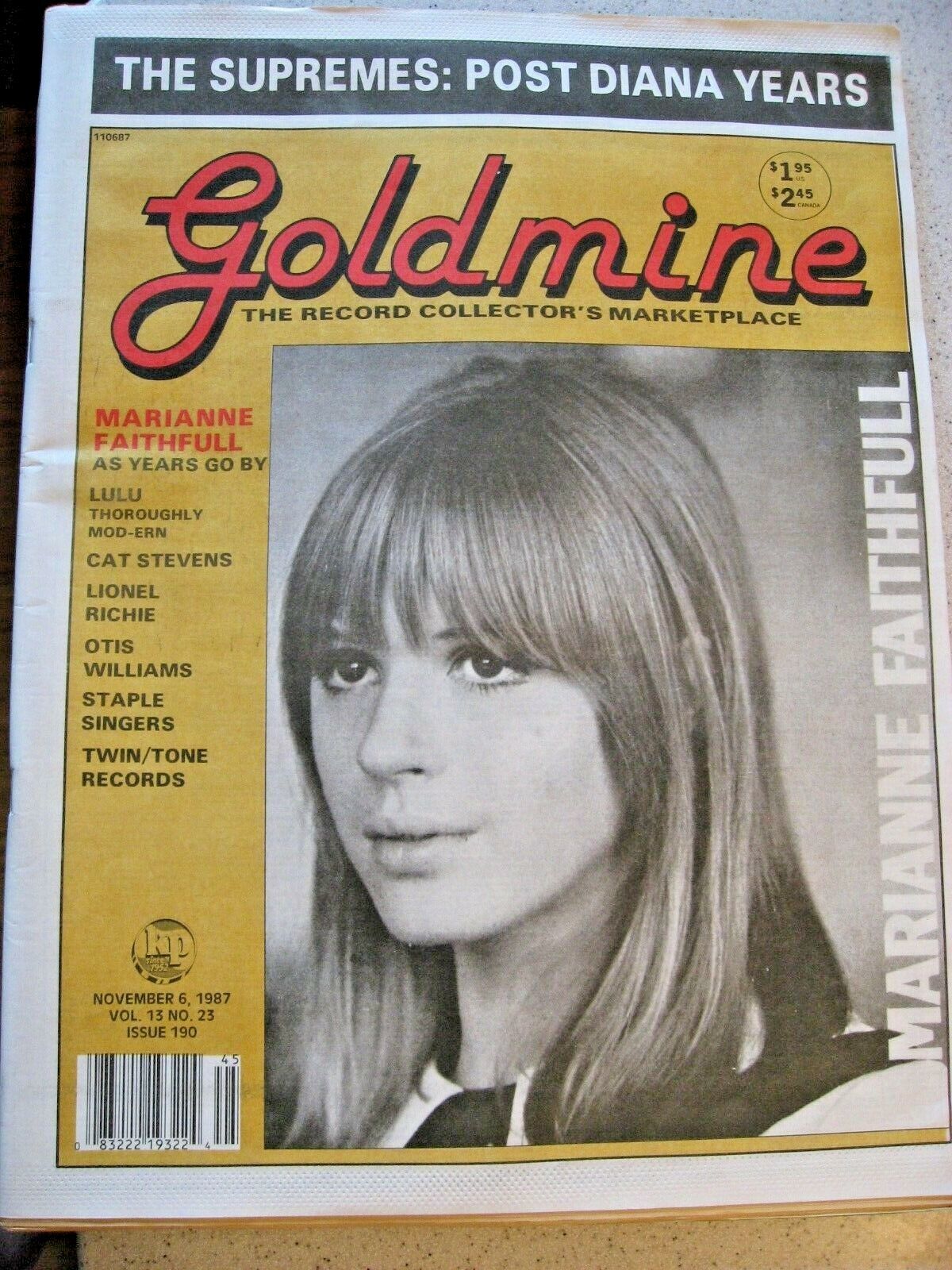 Goldmine The Collector\'s Market Place Paper 1987 Vol 13 No 23 Marianne Faithfull