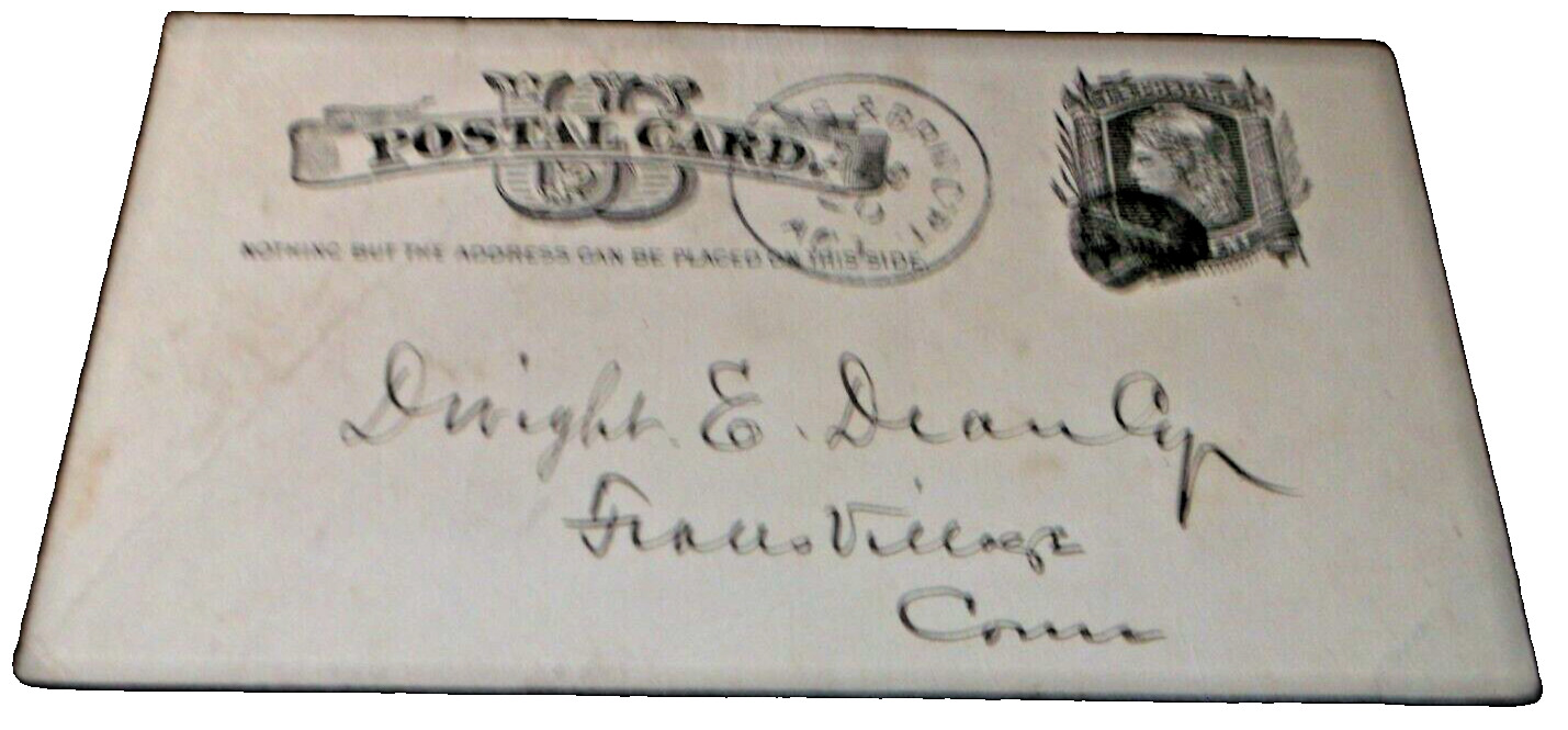 DECEMBER 1882 NEW HAVEN RAILROAD PITTSFIELD & BRIDGEPORT RPO USED POST CARD