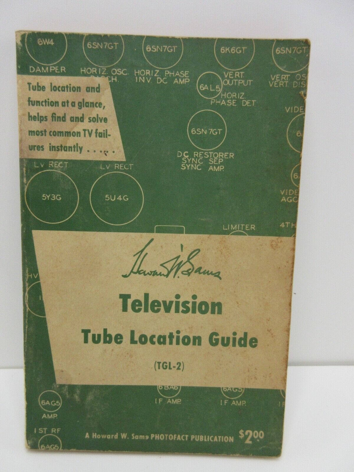 Vintage PHOTOFACT Television Tube Location Guide TGL-2 book from 1952