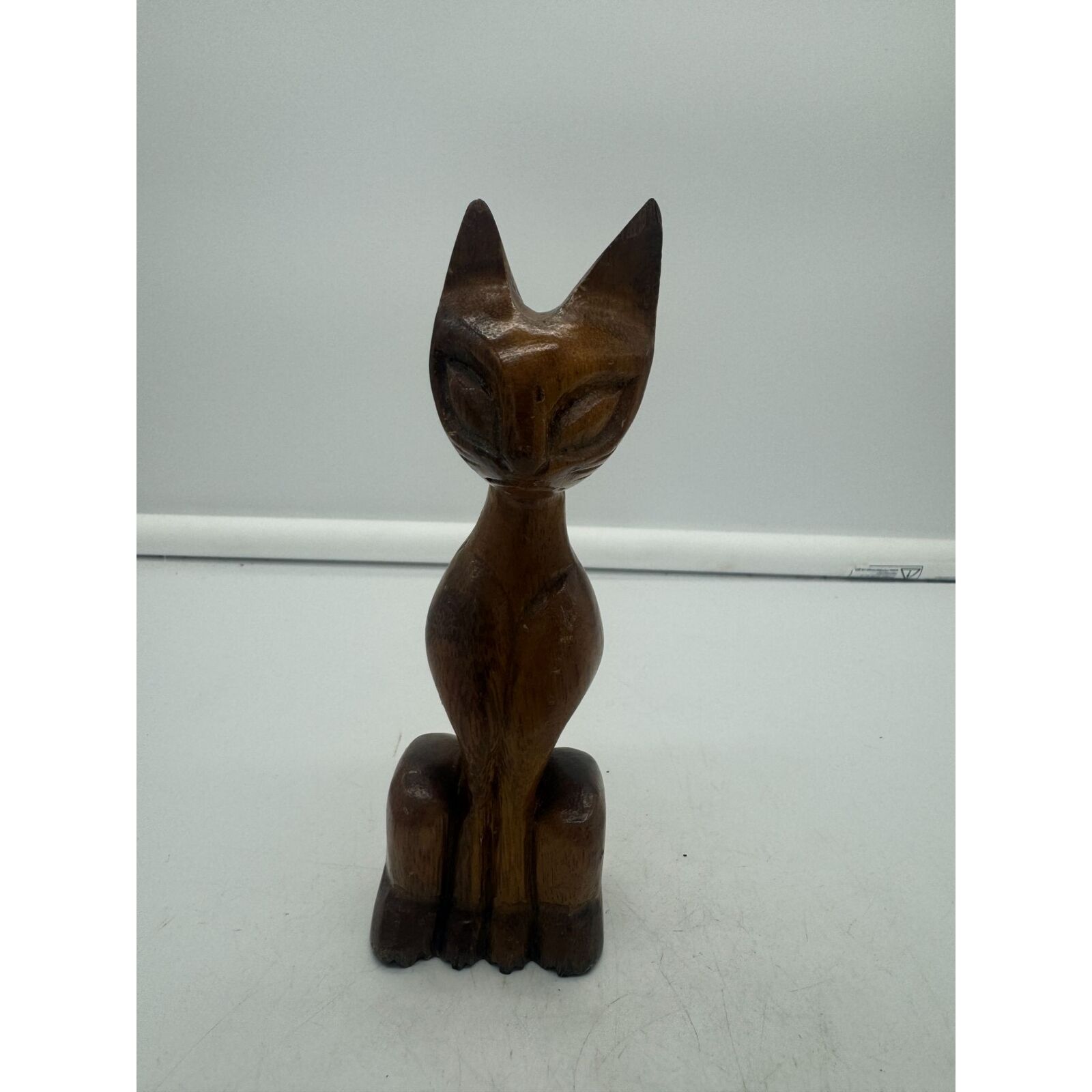 Vintage Wood Siamese Cat Figure Sculpture 6 Inch MCM